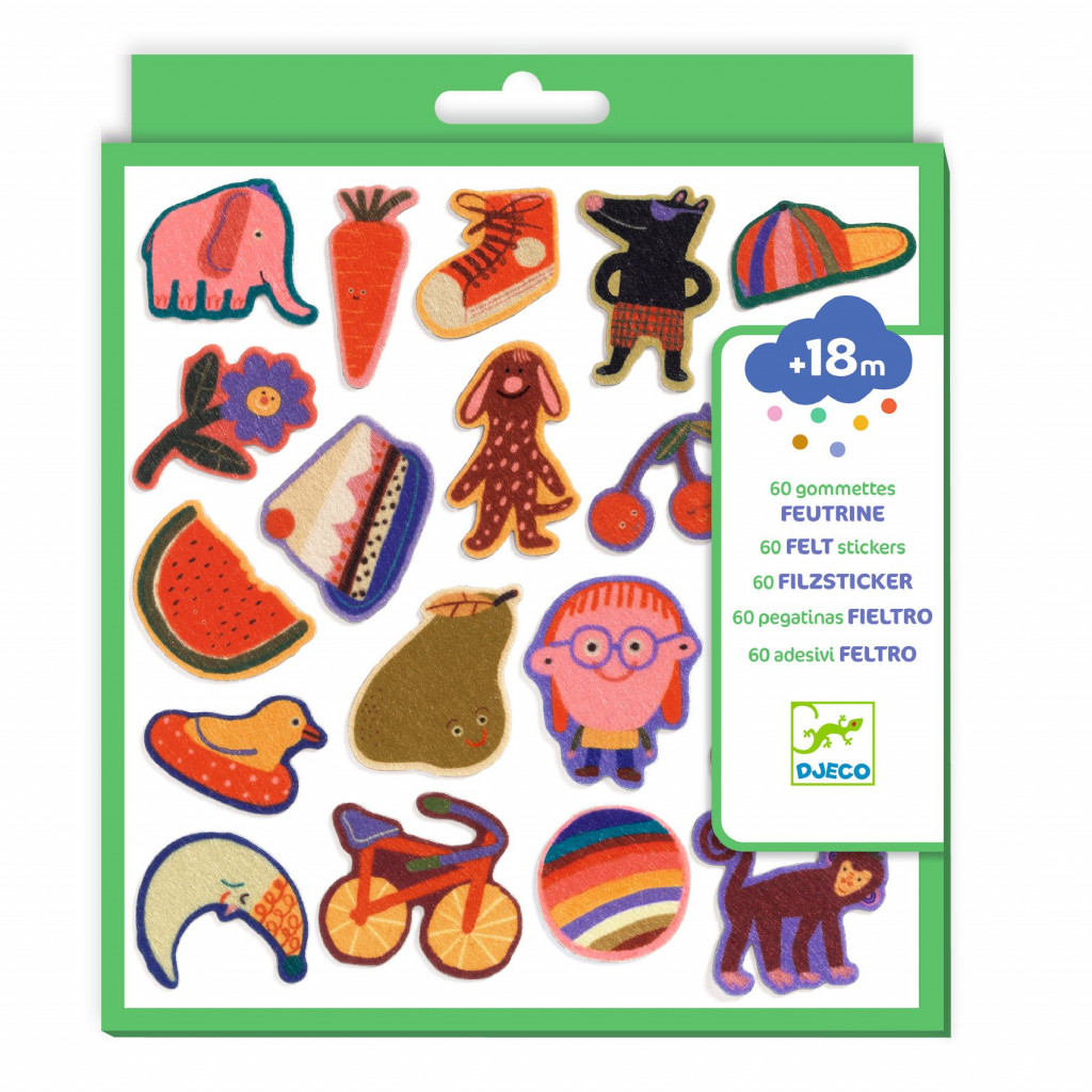 DJECO Plstené samolepky Veľká zábava 60 ks