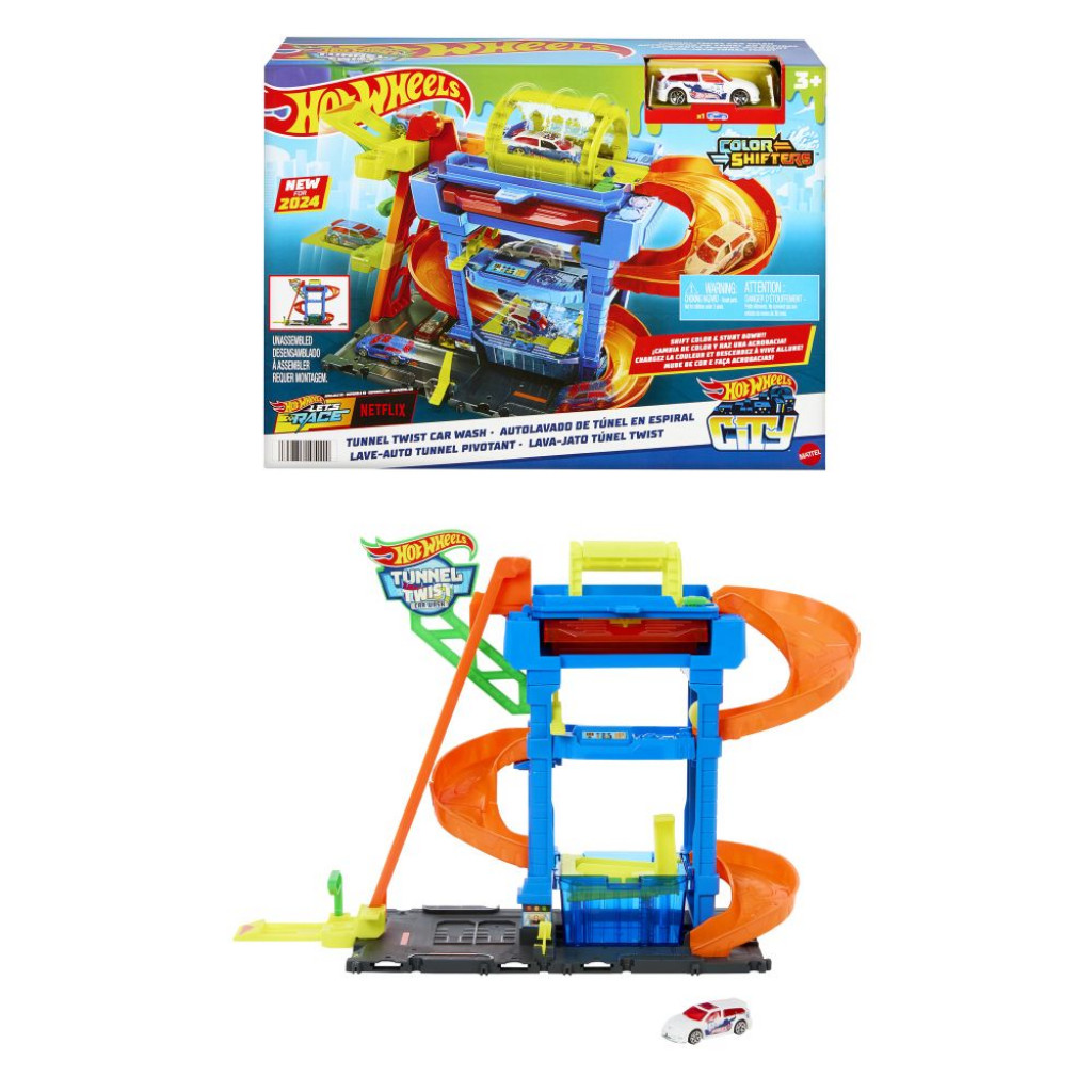 Mattel Hot Wheels City color shifters autoumyváreň s otočným tunelom  