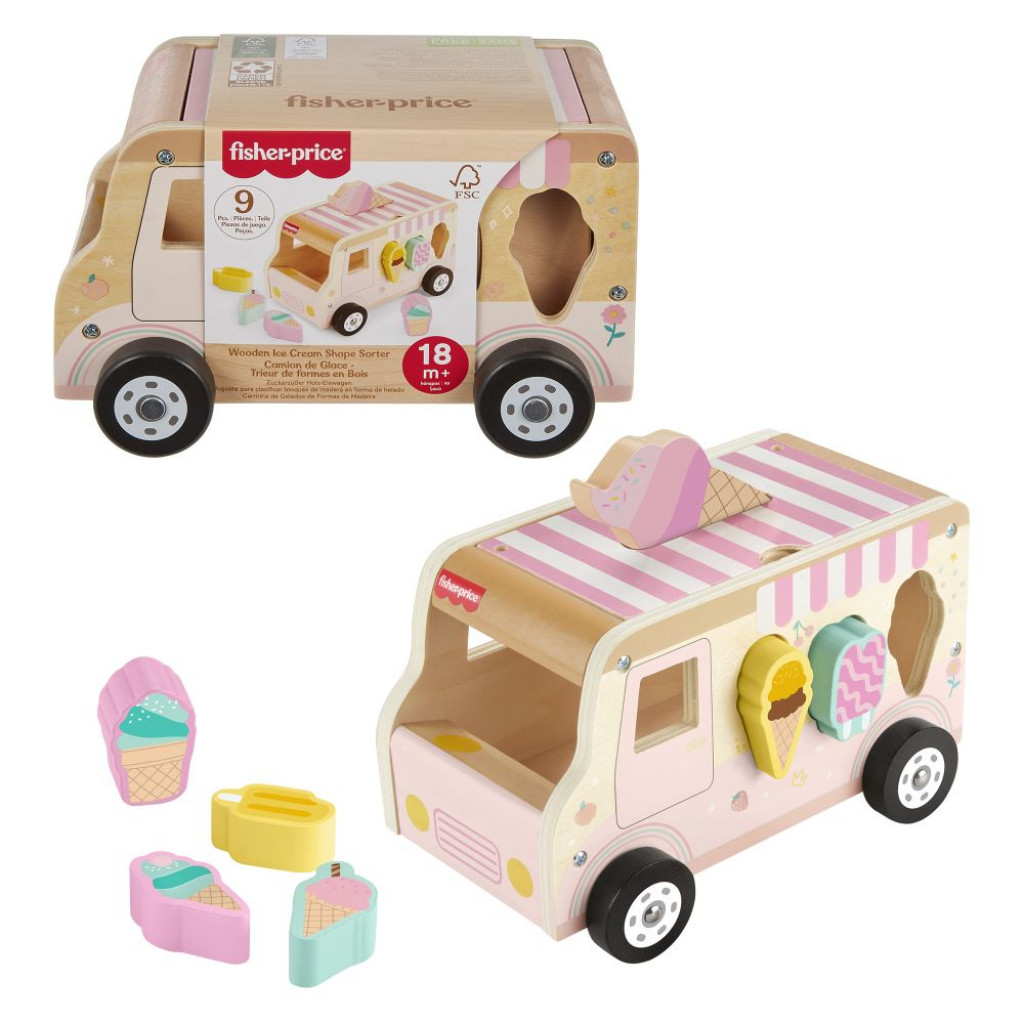 Mattel Fisher Price DREVENÁ VKLADAČKA ZMRZLINÁRSKE AUTO