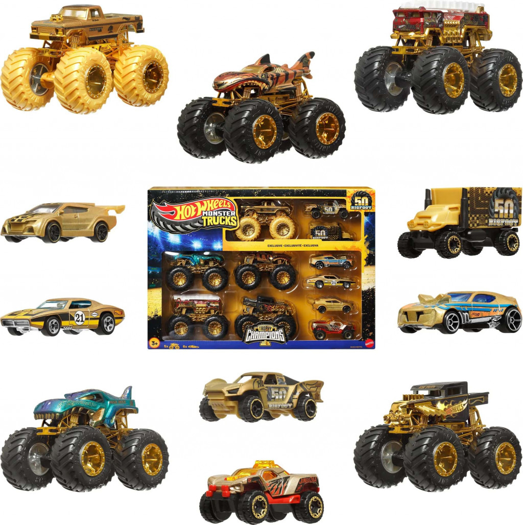Mattel HW MONSTER TRUCKS BIGFOOT 50. VÝROČIE SET ANGLIČÁKOV & TRUCKOV