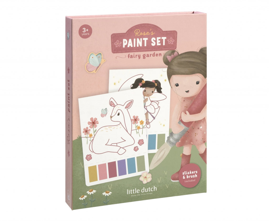 Little Dutch Omaľovánky s vodovkami a samolepkami Rosa Fairy Garden