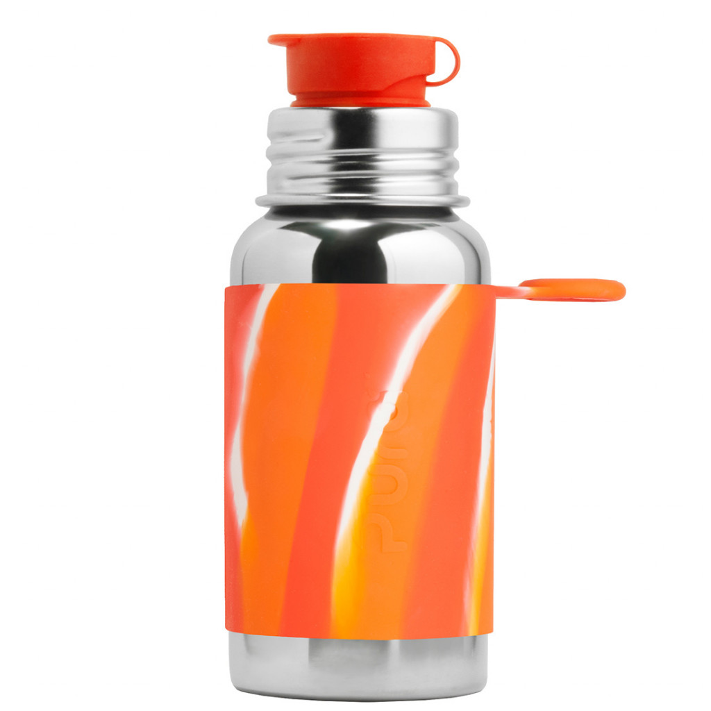 Pura Nerezová fľaša so športovým uzáverom 550ml (Oranžovo-biela)