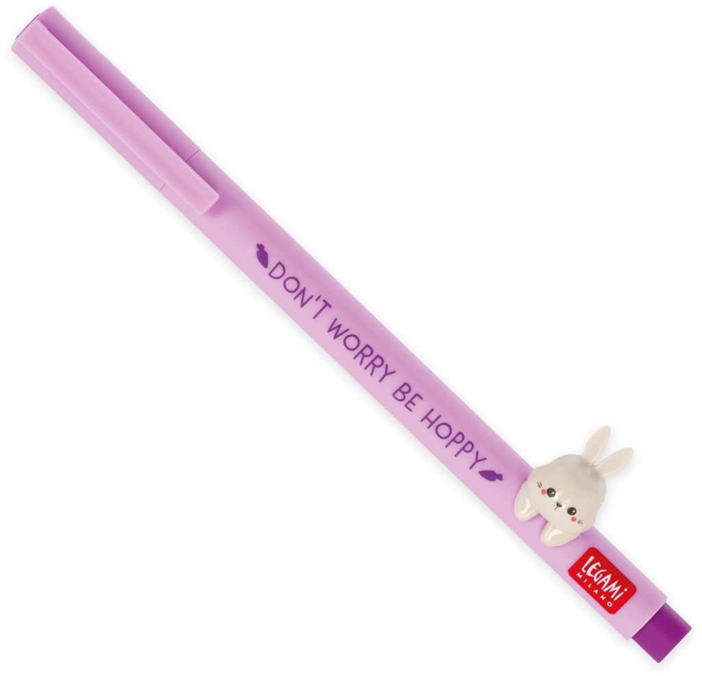 Legami Gélové pero Legami Lovely Friends - Gel Pen With Animal Decoration - Bunny - 0,5 mm - Purple Ink