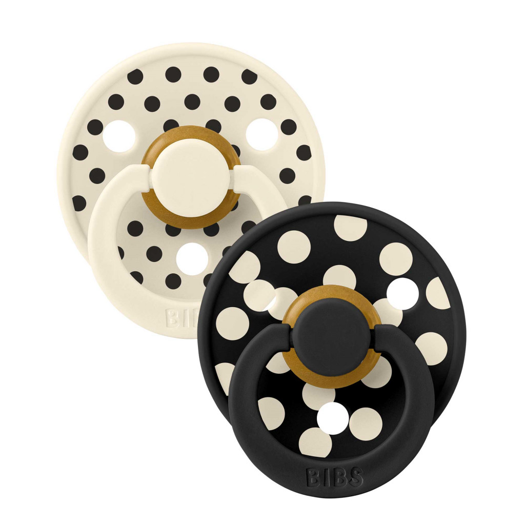 Všetky značky||BIBS STUDIO BIBS STUDIO Colour Polka anatomické cumlíky z prírodného kaučuku 2ks - veľkosť 2 (Ivory / Black)