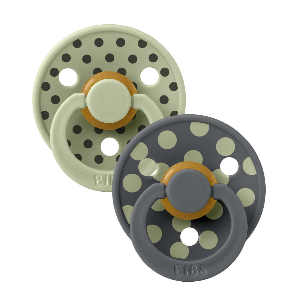 Všetky značky||BIBS STUDIO BIBS STUDIO Colour Polka cumlíky z prírodného kaučuku 2ks - veľkosť 2 (Sage / Iron)