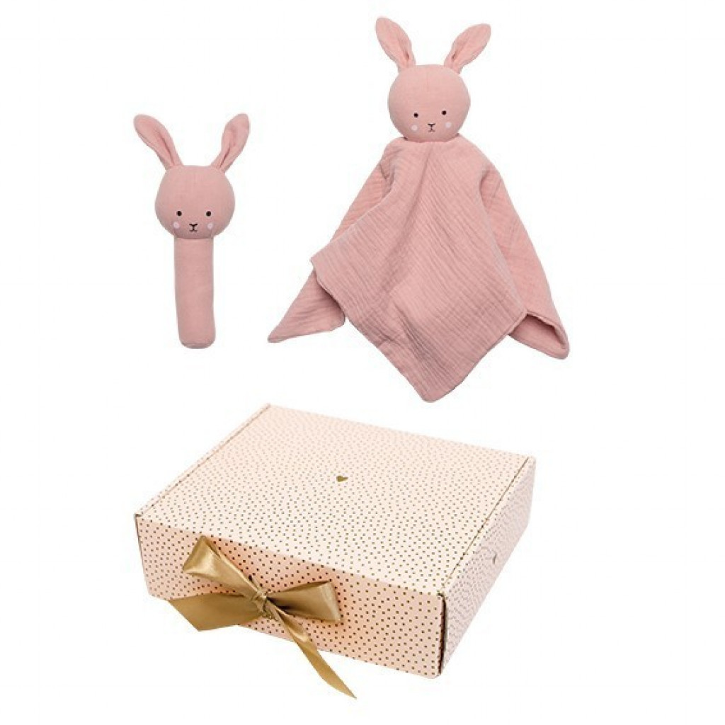 JaBaDaBaDo Darčeková sada s hrkálkou Bunny Pink