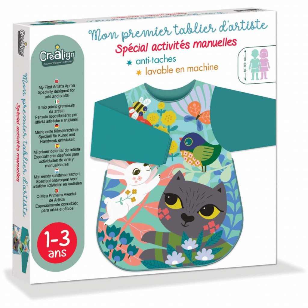 Créa Lign Moja prvá ochranná nepremokavá zástera na maľovanie Mačka