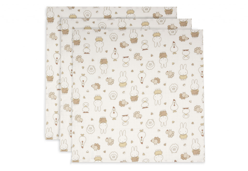 Jollein Plienky 3 ks 70x70 cm Miffy Family Farm