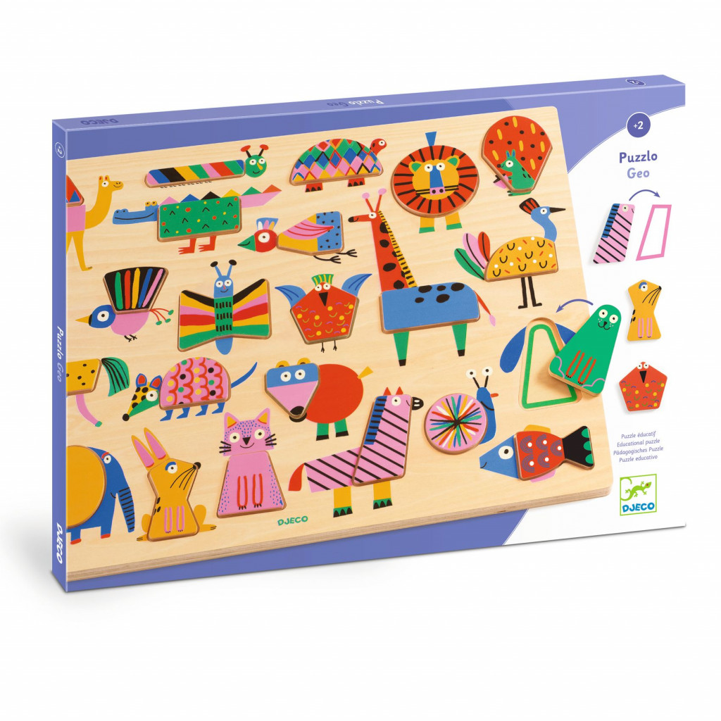 DJECO Drevené vkladacie puzzle Puzzlo Geo