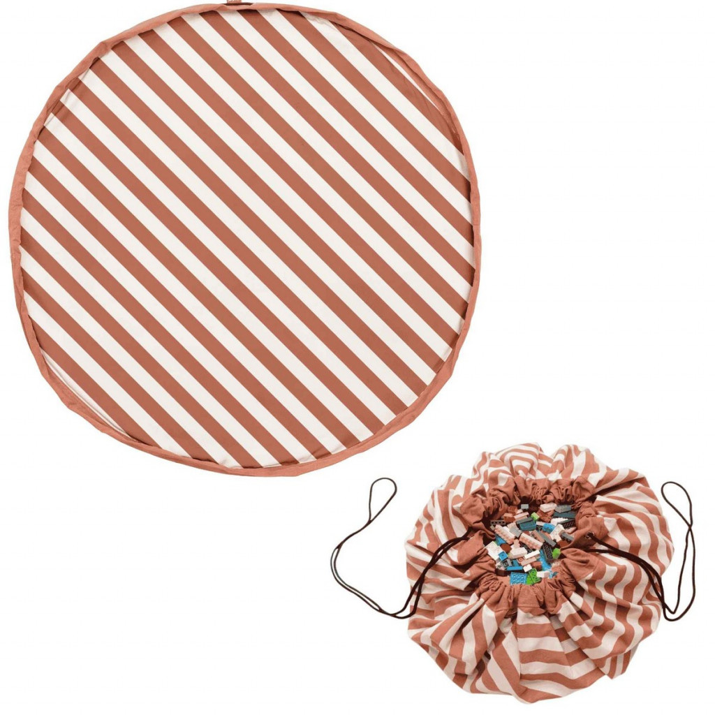 Play&Go Noomad original Hracia deka a Vak na hračky Stripes Brown
