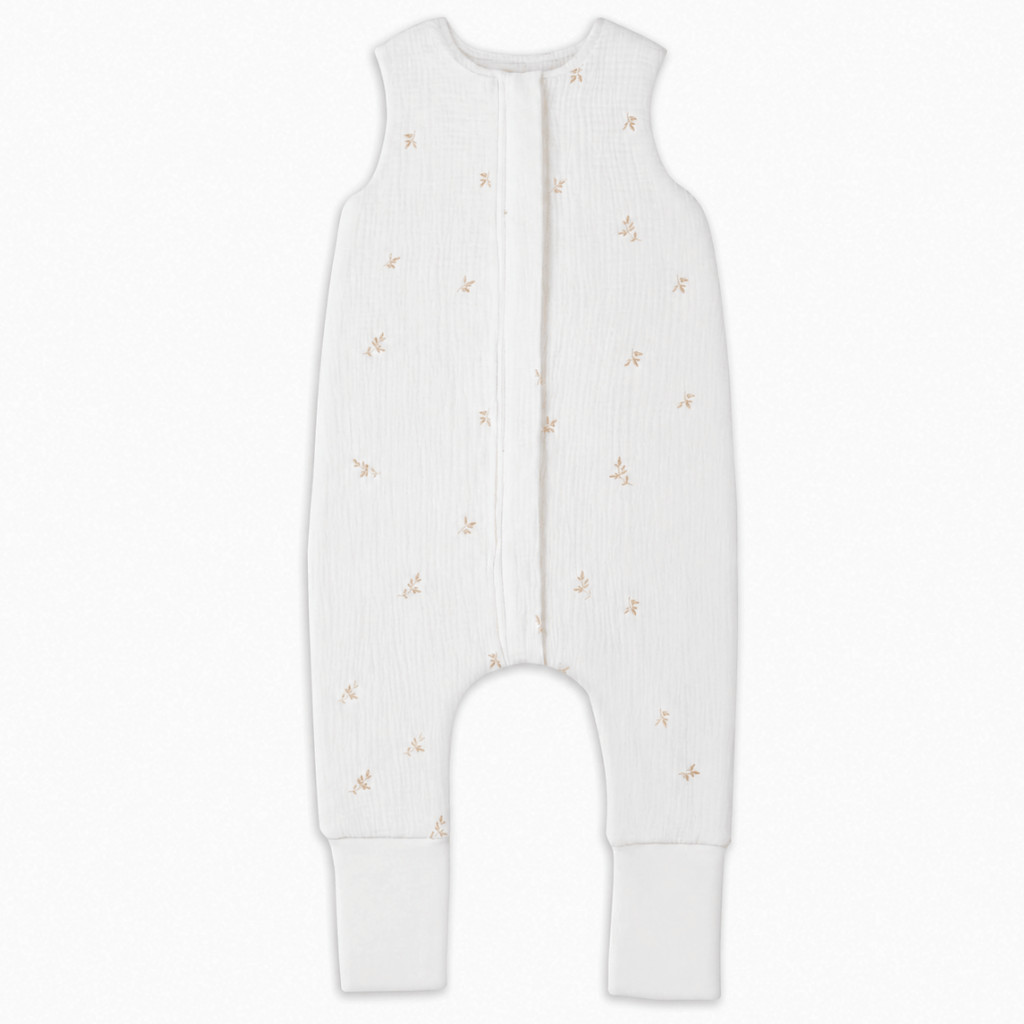 Sleepee Mušelínový letní spací pytel s nohavicemi vel. S 1-2 roky Sleepee Nature krémová