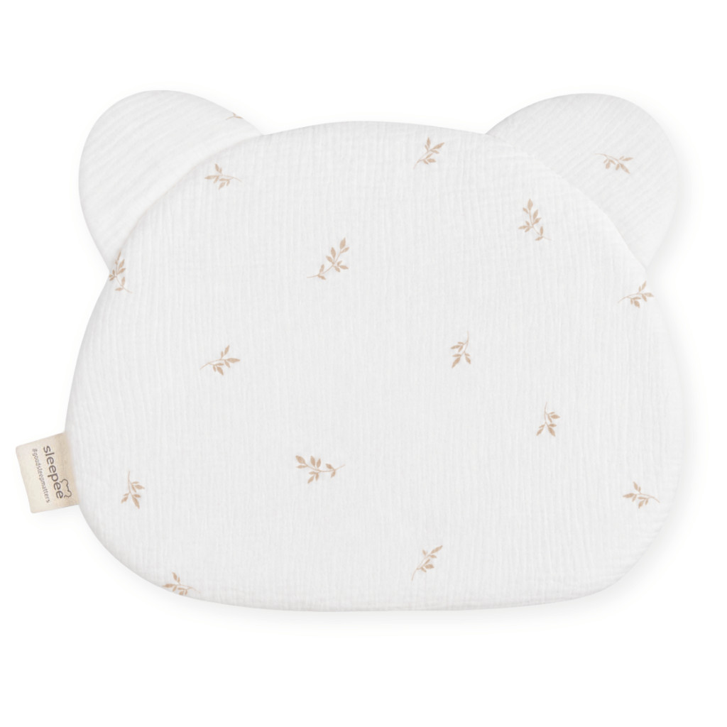 Sleepee Mušelínový plochý polštář Teddy Bear Sleepee Nature krémový