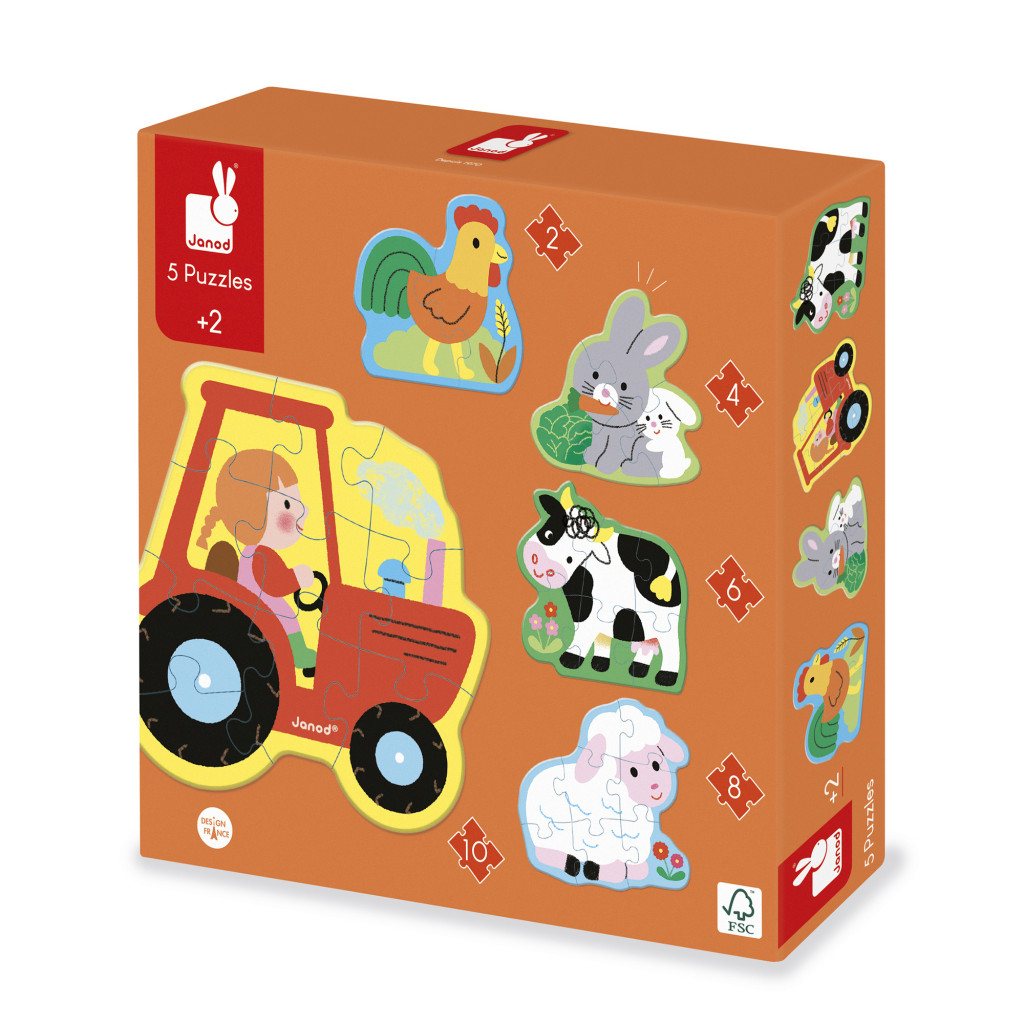 Janod Kartónové puzzle rastúce s dieťaťom Farma