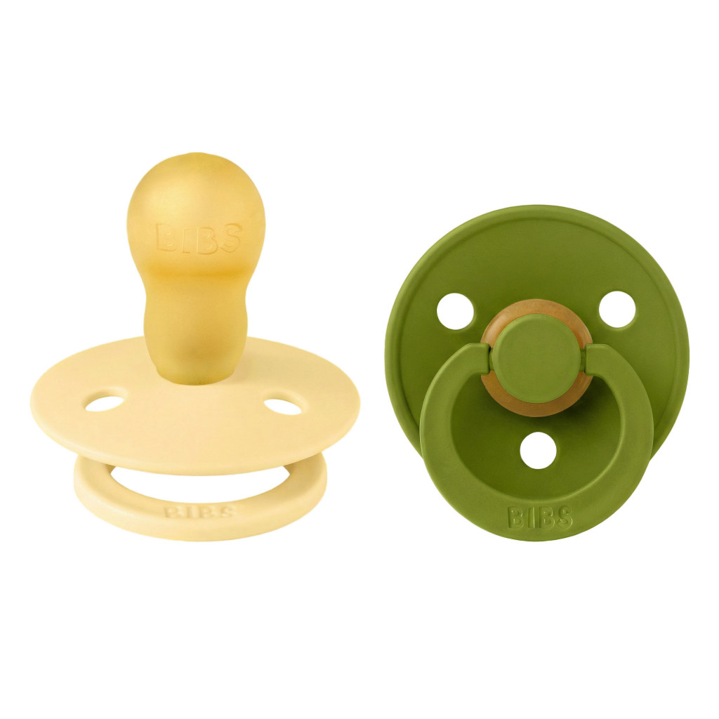 Všetky značky||BIBS Colour okrúhle BIBS Colour cumlíky z prírodného kaučuku 2ks - veľkosť 3 (Pale Butter / Wasabi)