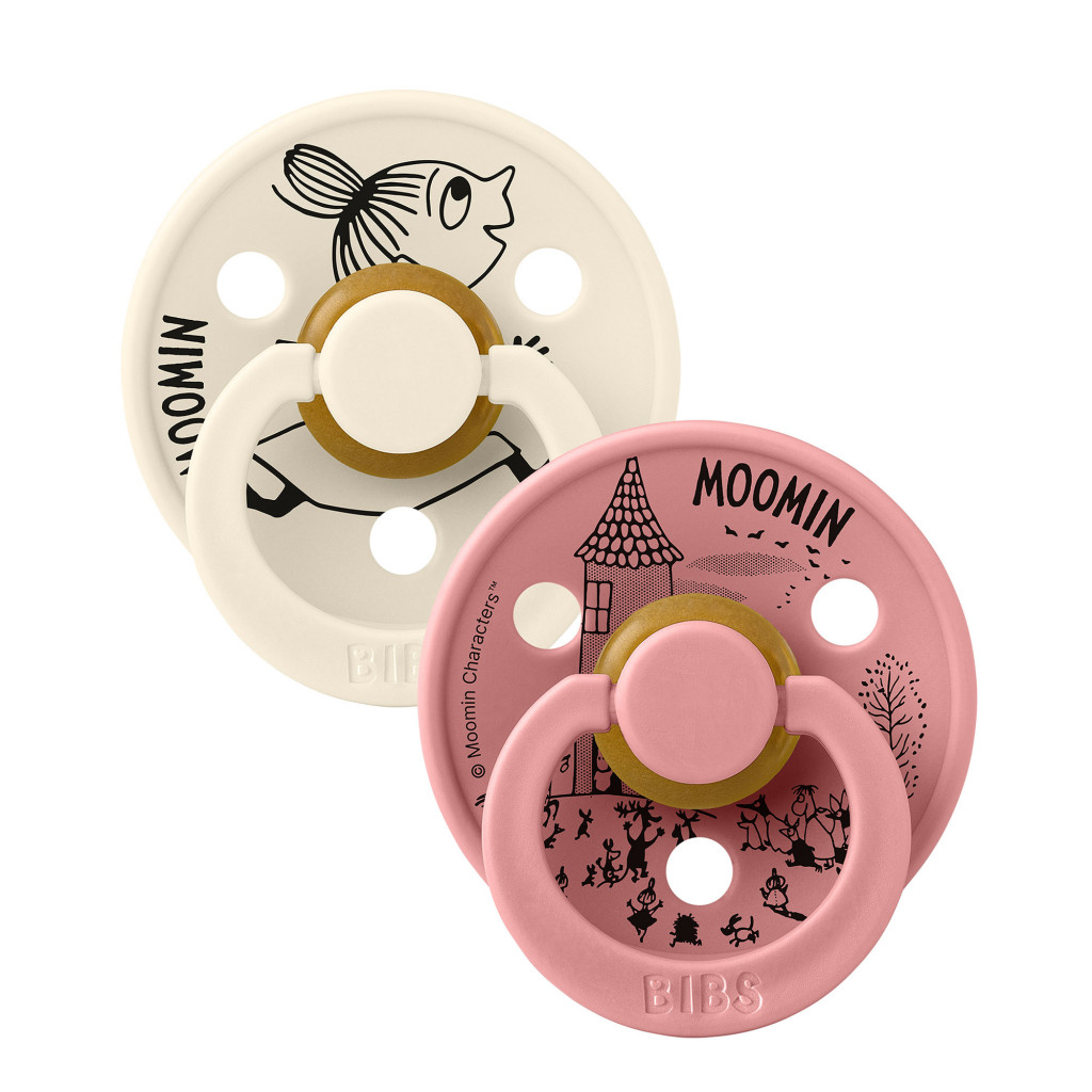 Všetky značky||BIBS x Moomin BIBS x Moomin Colour cumlíky z prírodného kaučuku 2ks - veľkosť 2 (Little My Ivory / Dusty Pink)