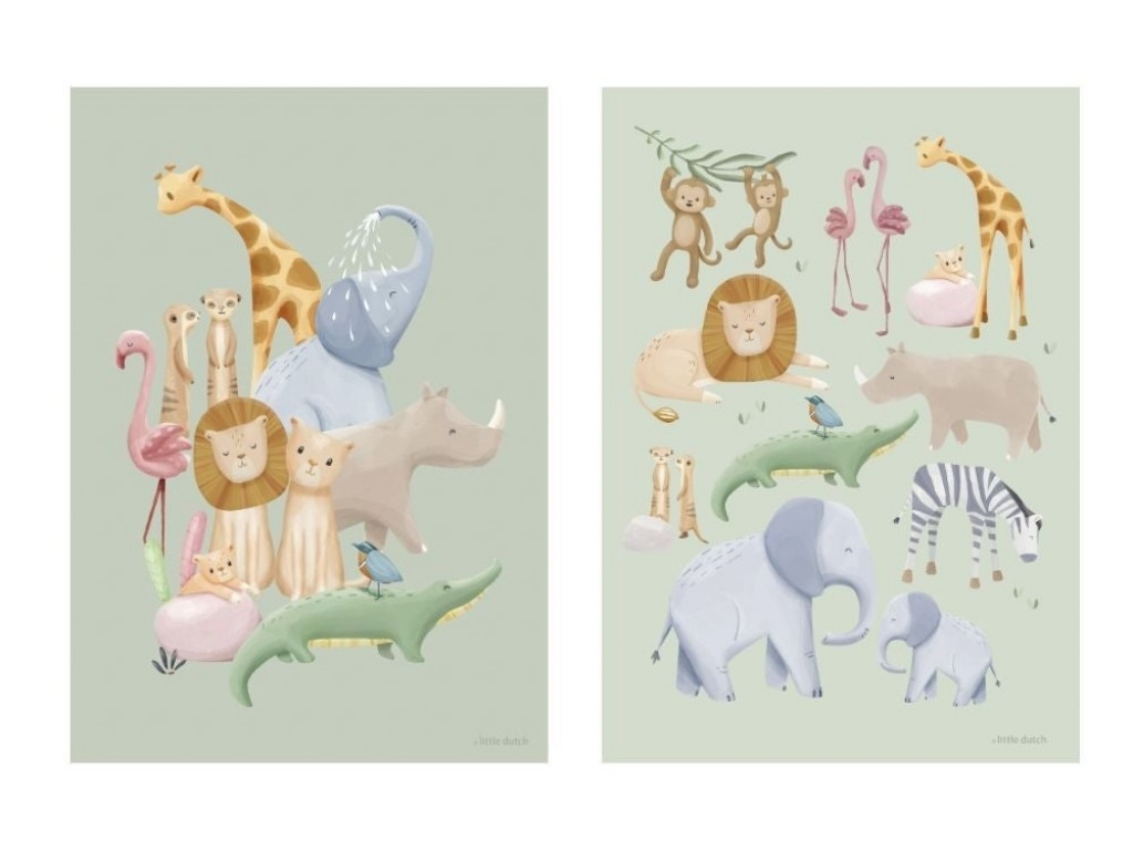 Little Dutch Plagát A3 Safari Friends
