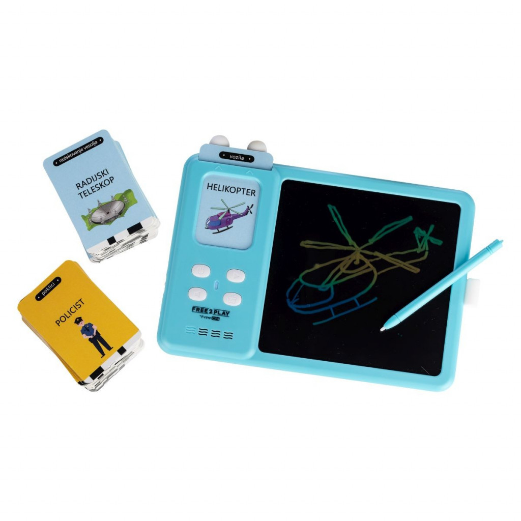 FREEON Free2Play Interaktívna LCD tabuľka 2v1 pre výučbu angličtiny Kiddigit Blue
