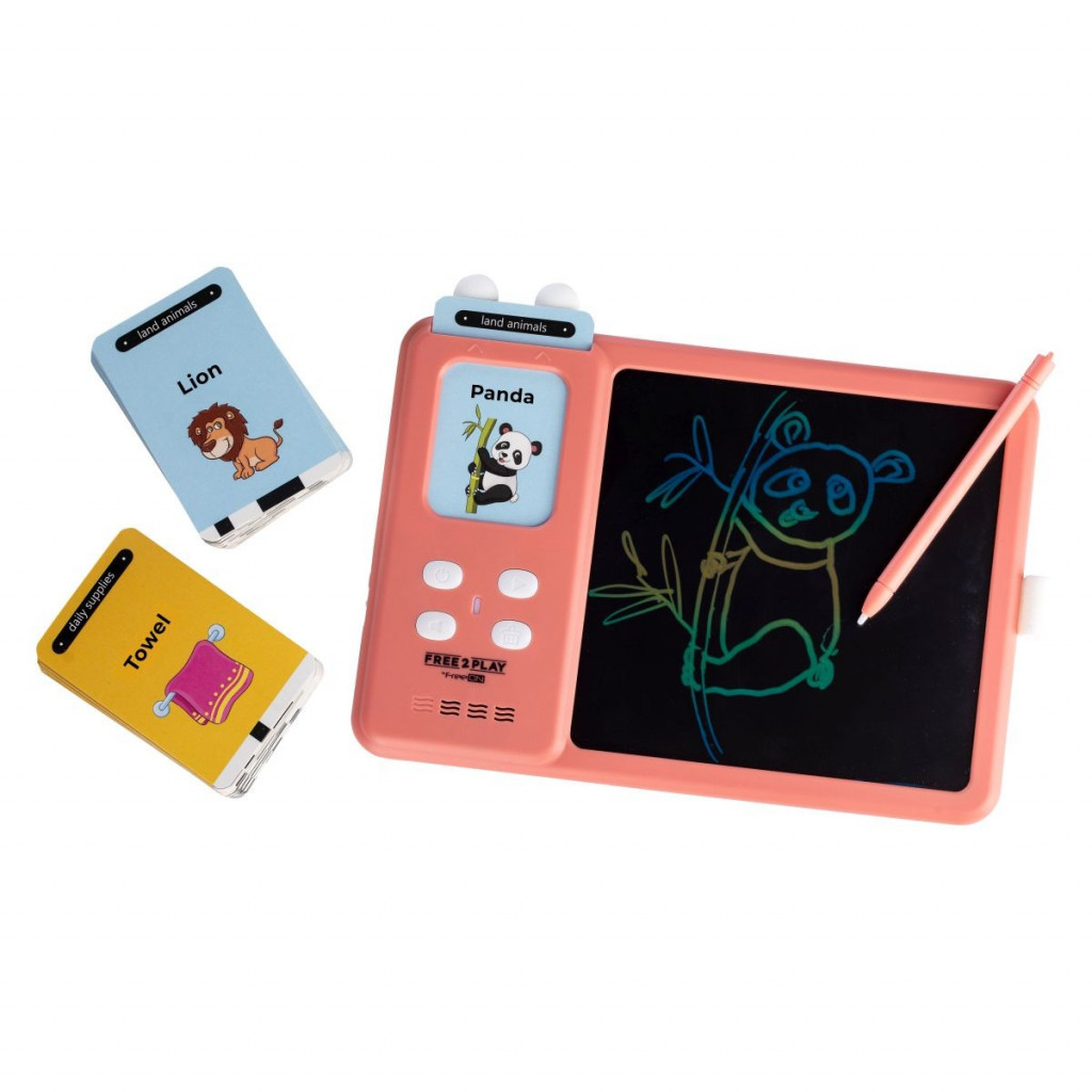 FREEON Free2Play Interaktívna LCD tabuľka 2v1 pre výučbu angličtiny Kiddigit Pink