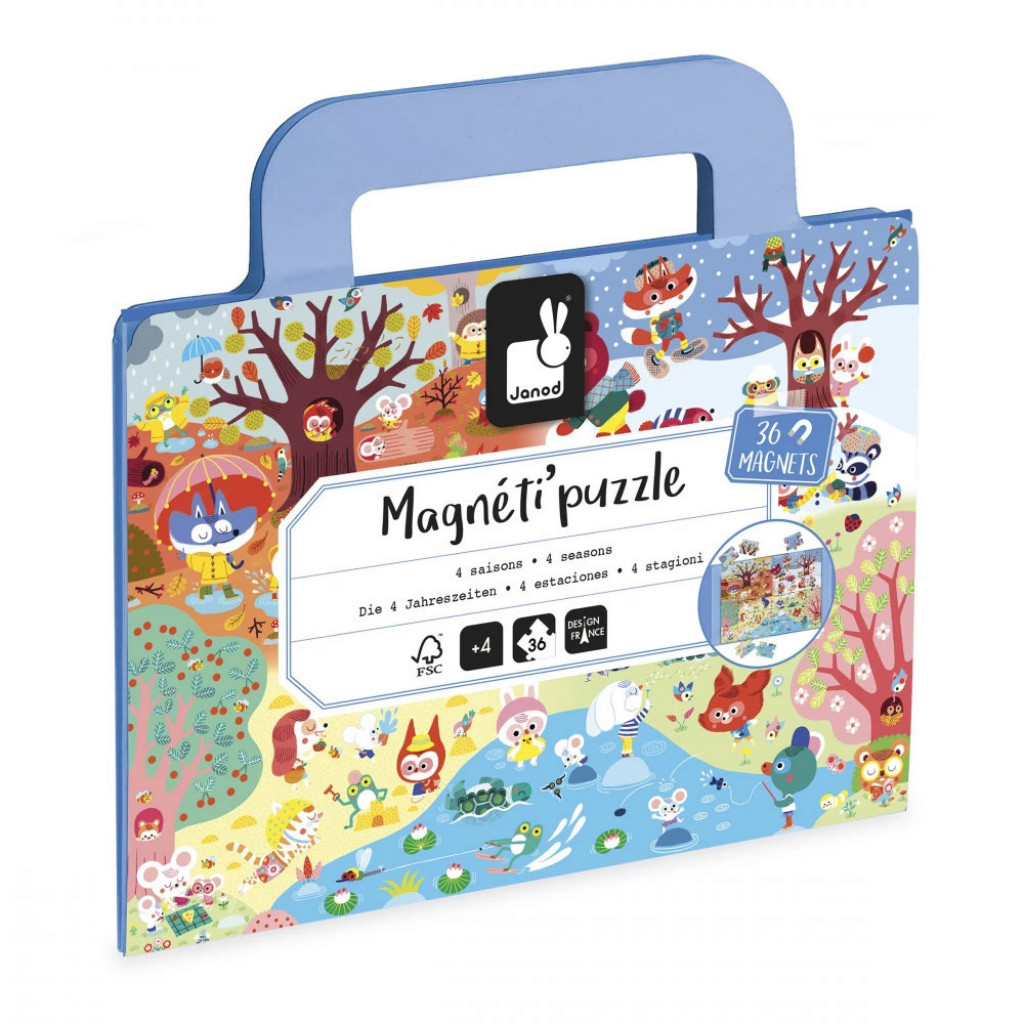 Janod Magnetipuzzle Ročné obdobia 36 ks v tvare kufríka