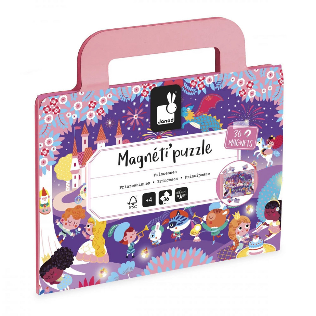 Janod Magnetipuzzle Princezné 36 ks v tvare kufríka