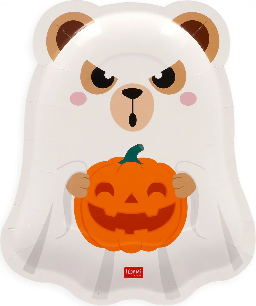 Legami Papierové taniere Legami Boo Appétit! Set Of 8 Paper Plates 20x24 cm - Teddy Ghost