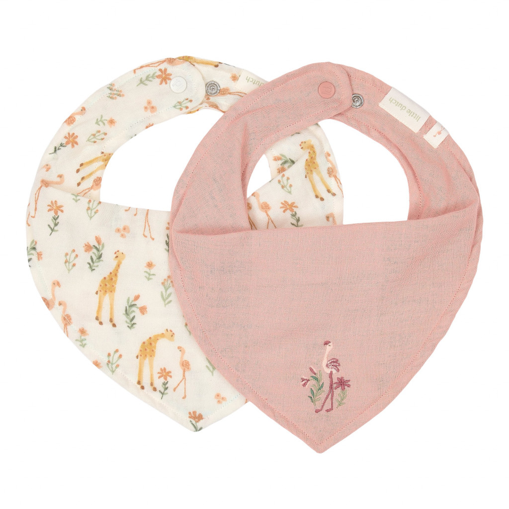 Little Dutch Podbradník bandana 2 ks Pink Blooming Safari