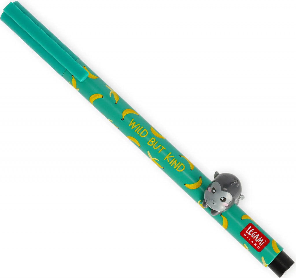 Legami Gélové pero Legami Lovely Friends Gel Pen With Animal Decoration 0,5 mm Black Ink - Gorilla