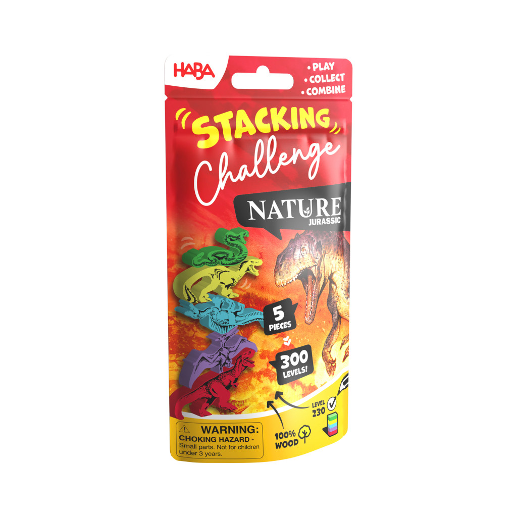 Haba Dynamická zábavná hra Stacking Challenge NATURE Jurassic 5 figúrok 300 zadaní