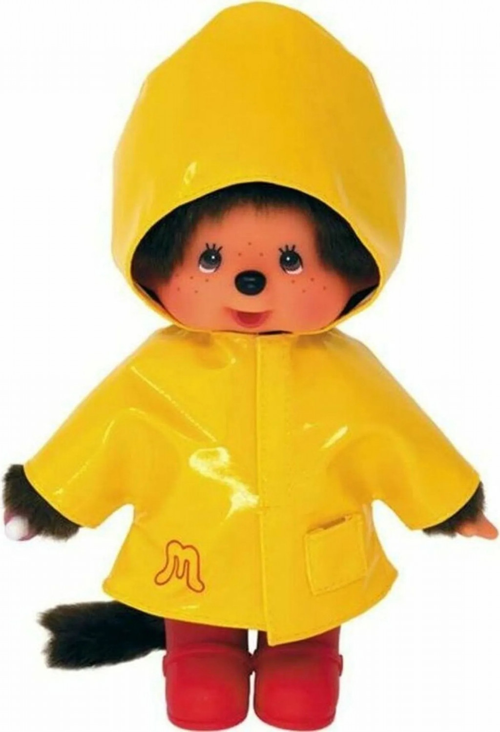 Monchhichi Monchhichi Mončiči chlapec so žltým pršiplášťom 20cm