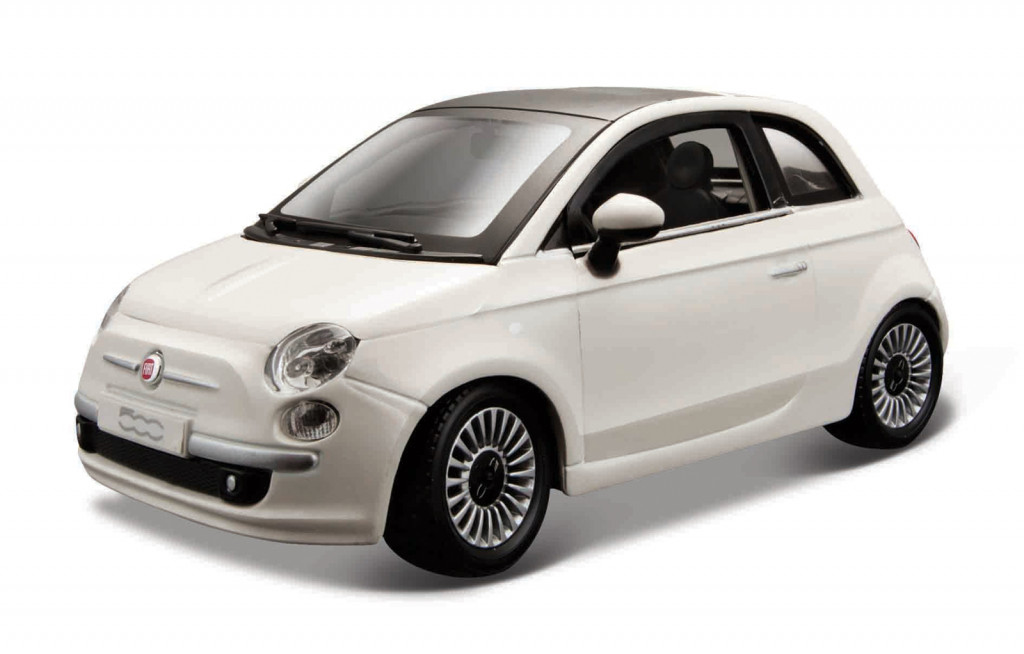 Bburago Bburago - Autá HOBBY, Fiat 500 (2007), biela, 1:24