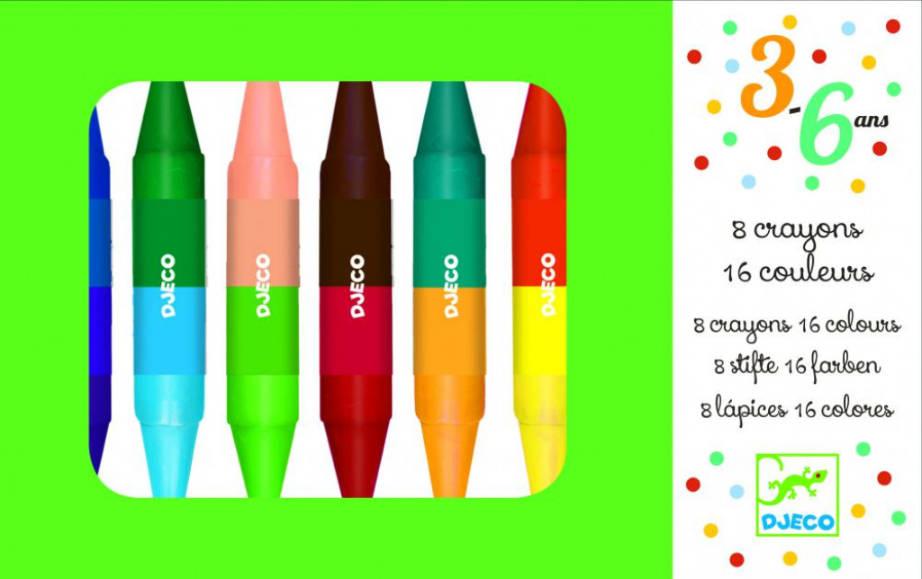 DJECO Obojstranné pastelky 8 ks = 16 farieb