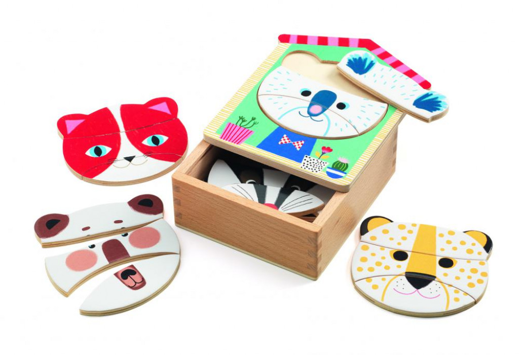 DJECO Drevené puzzle – Face-mix