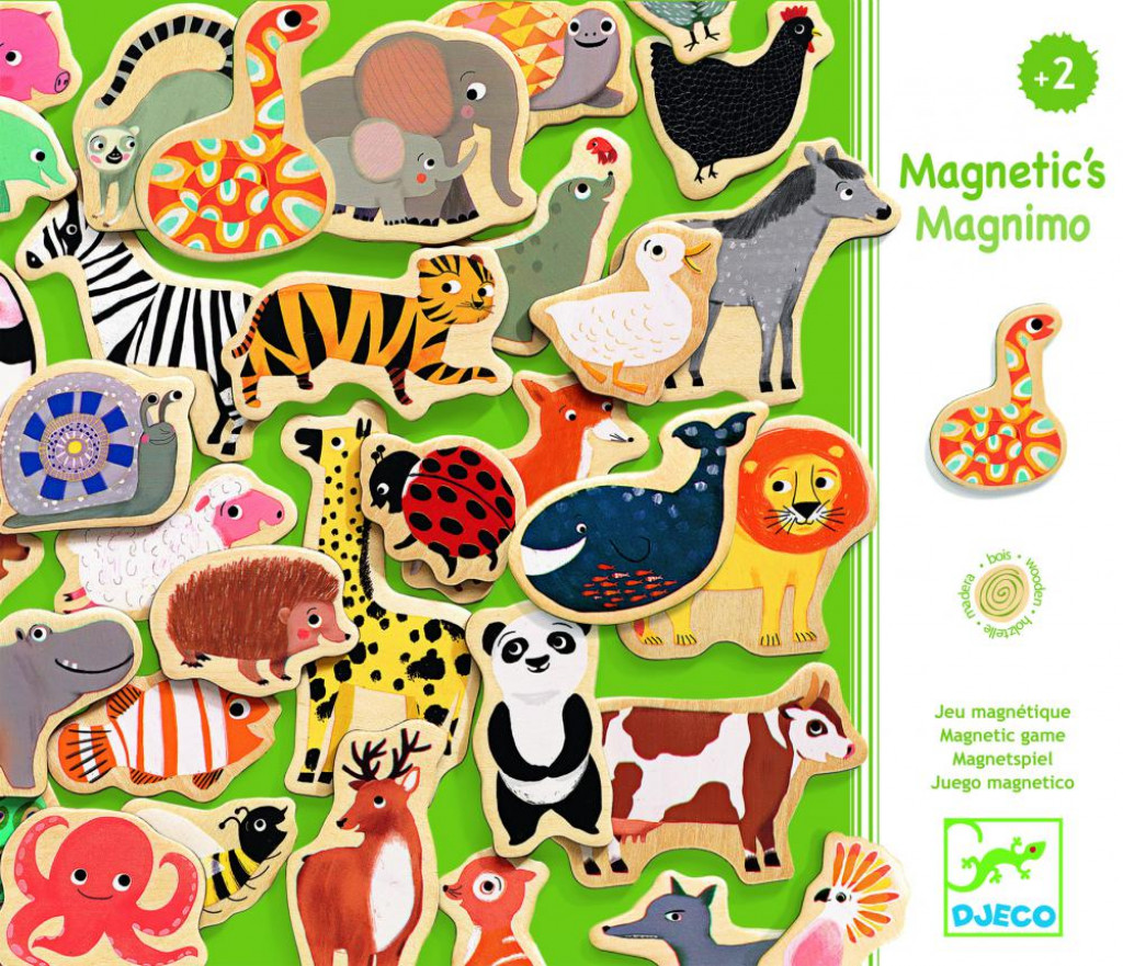 DJECO Magnimo: Drevené magnetky, 36 ks (magnetická hra)
