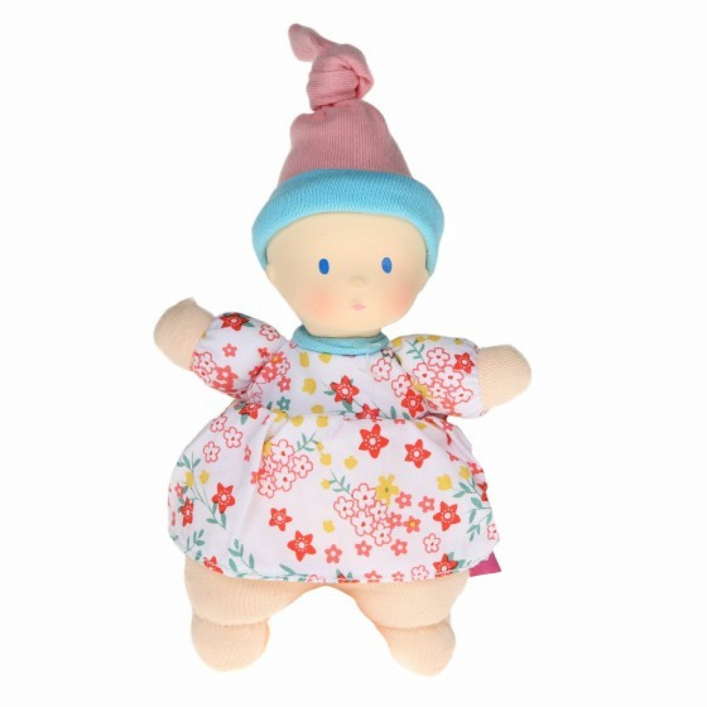 Bonikka Mini bábika miláčik - 15cm (kvietkovaná ružova čiapka)