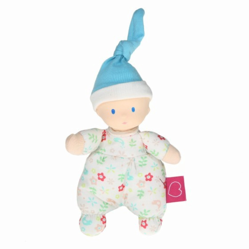 Bonikka Mini bábika miláčik - 15cm (kvietkovaná modrá čiapka)