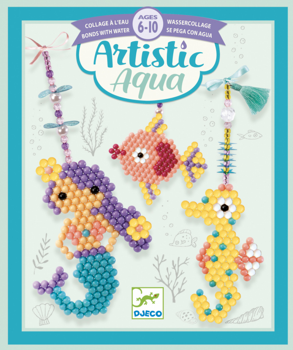 DJECO More: Artistic Aqua, 3 prívesky (Korálkovanie-ukladanie guličiek-mozaika/koláž)