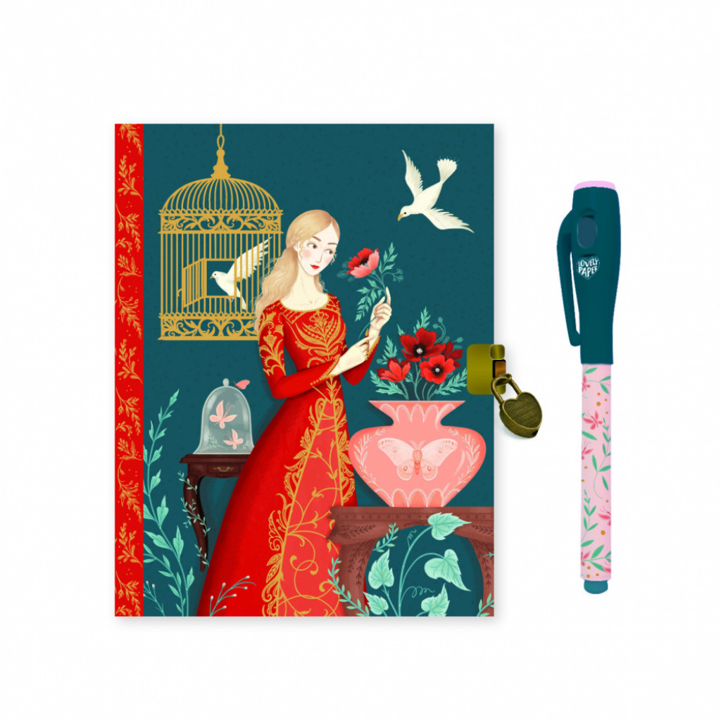 DJECO Lisa: tajný zápisník s čarovným perom, zámkom a 2 kľúčikmi z kolekcie Lovely Paper