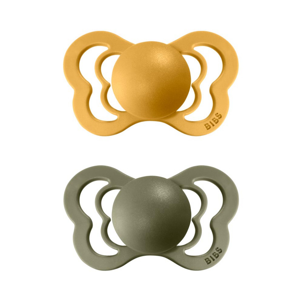 BIBS Couture ortodontické cumlíky zo silikónu 2ks - veľkosť 2 (Honey Bee / Olive)