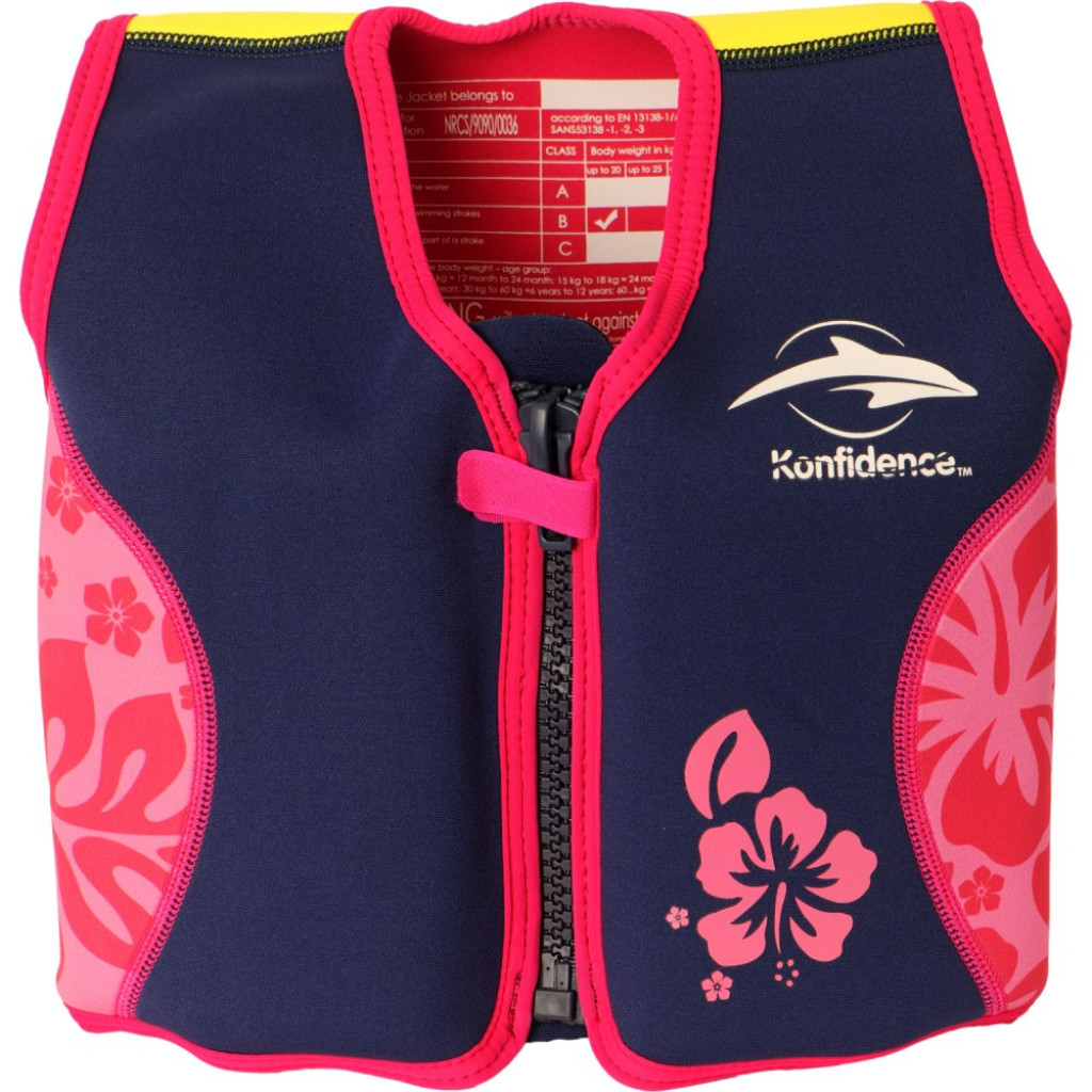 Konfidence Jacket Vesta na učenie plávania Navy Pink Hibiscus 4-5r