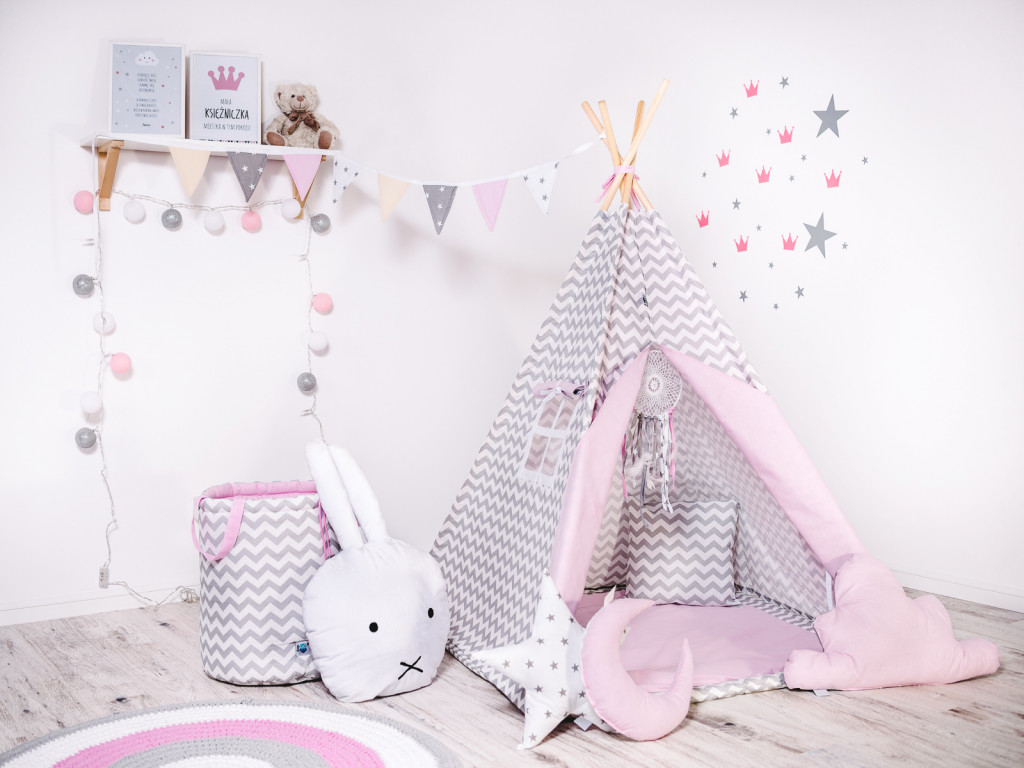 Elis design Teepee stan set Cik Cak sivo-ružový variant: luxury