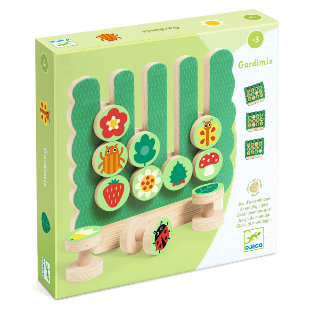 DJECO Gardimix: obojstranné drevené puzzle (12ks)