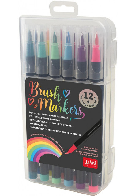 Súprava fixiek Legami Brush Markers Legami Set Of 12 Brush Markers - Brush Markers - Bright Colours - kópia
