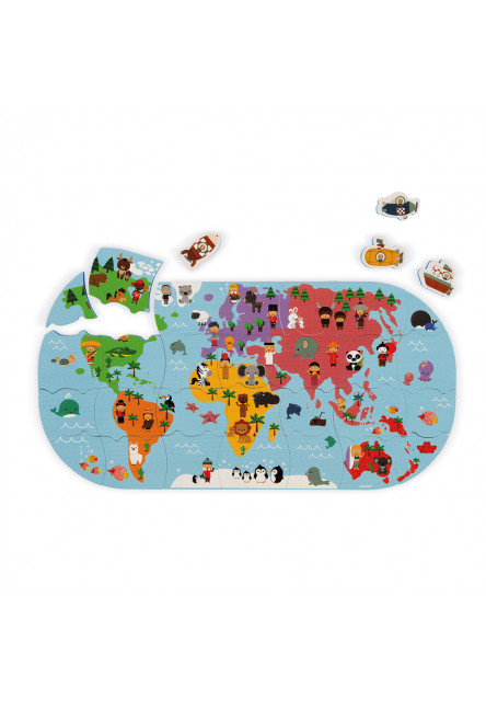 Hračka do vody puzzle Mapa sveta 28 ks - Chýbajúci dielik
