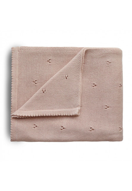 pletená detská deka z organickej bavlny (dierkovaná Blush) Mushie