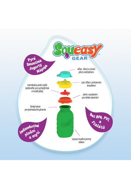 Squeasy Gear silikónová fľaša 480ml (ružová)