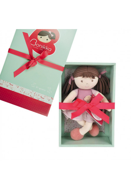 All Natural látková bábika v darčekovom balení (malá Brook ružové šaty) Bonikka