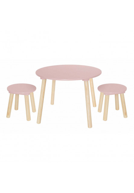 Stôl a 2 stoličky ružový