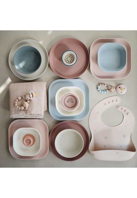 Okrúhle obedové misky mushie - powder blue