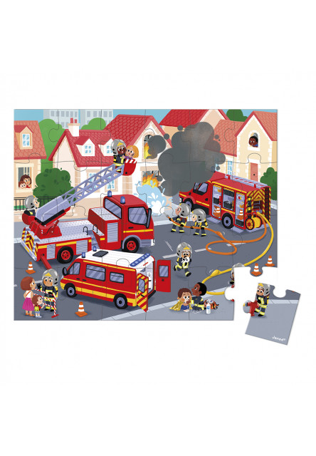 Puzzle Požiarnici v kufríku 24 ks