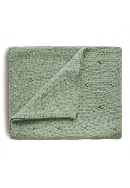 pletená detská deka z organickej bavlny (dierkovaná Sage) Mushie